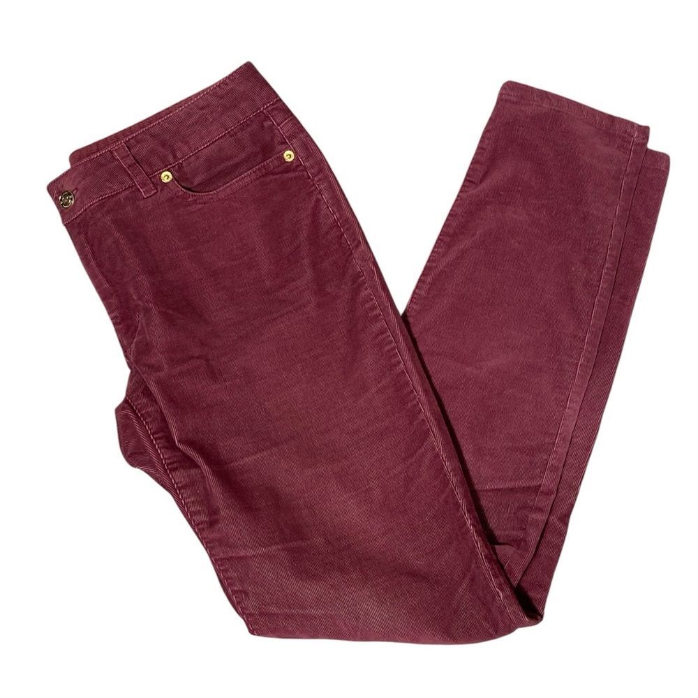 Michael Kors Burgundy Corduroy High Rise Skinny Pants Women's Size 6